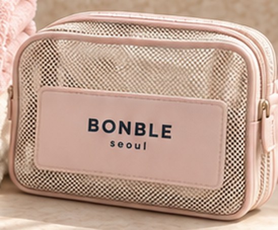 Pink and clear BONBLE mesh pouch